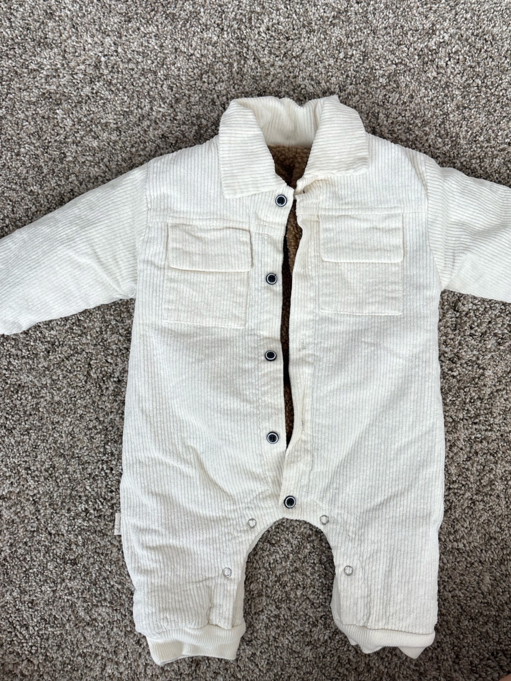 Cream Corduroy Baby Jumpsuit